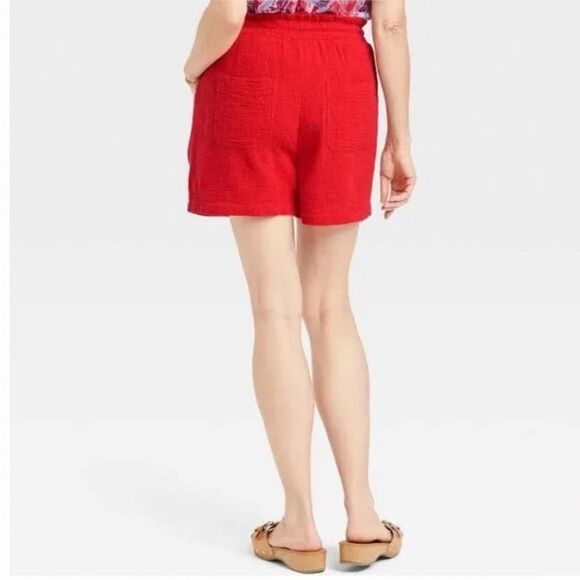 KNOX ROSE | NEW Rebel Red Eyelet Pull On Belted Shorts Women’s Size X-Large - Picture 2 of 10